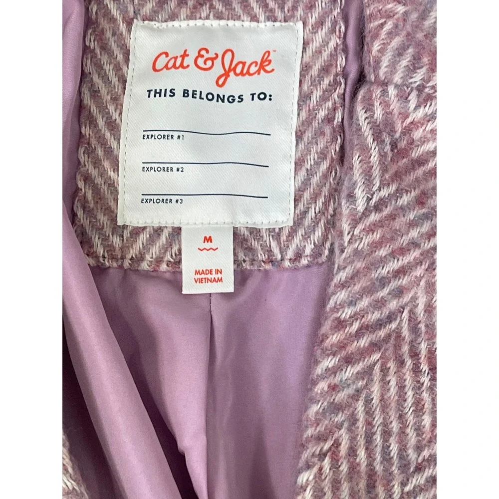 Cat & Jack Girls Purple Herringbone Dress Coat Jacket Size M 7-8 New